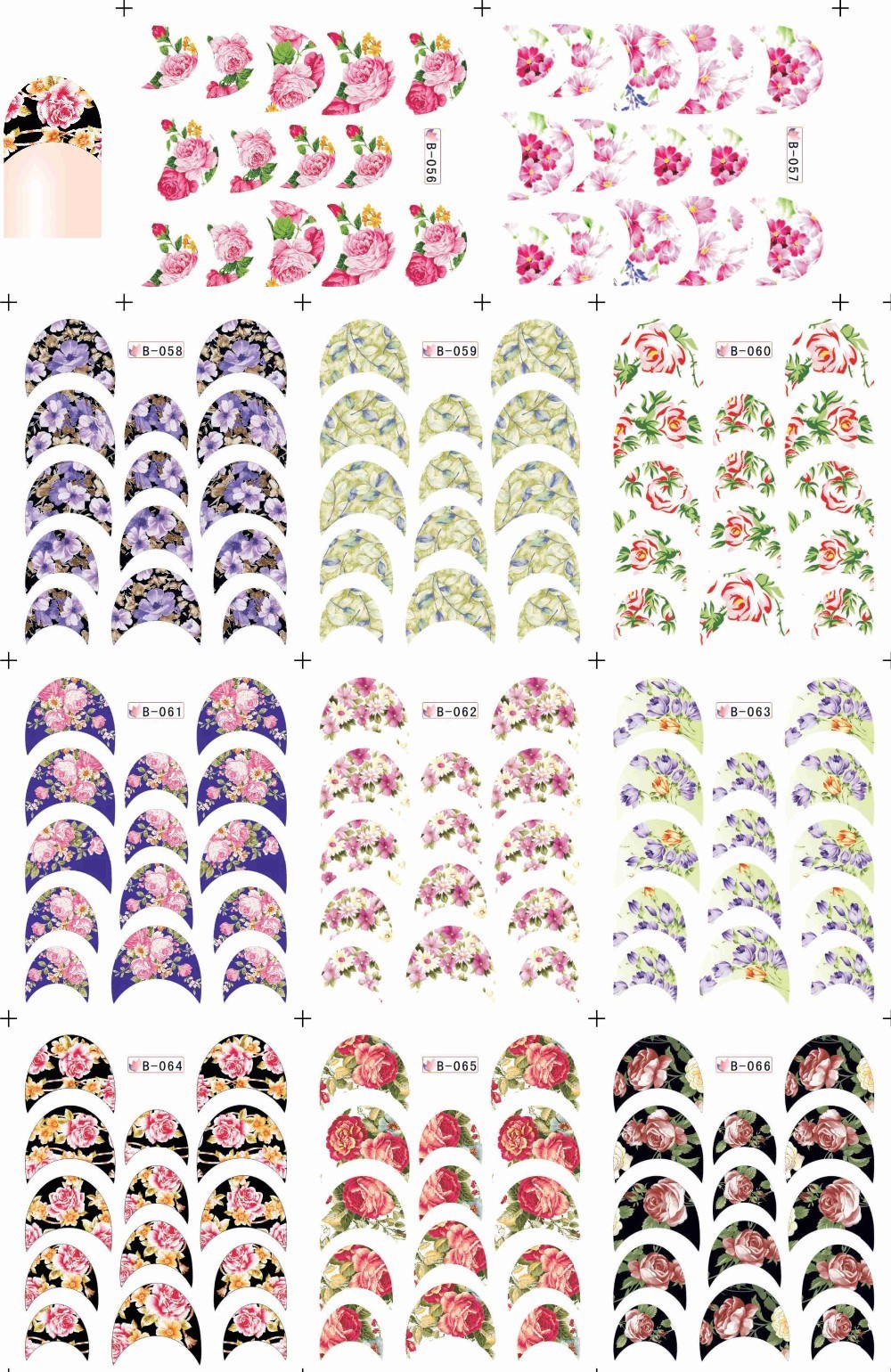 44 Designs Water Transfer French Tip Nail Stickers Flower Butterfly Bird Feather