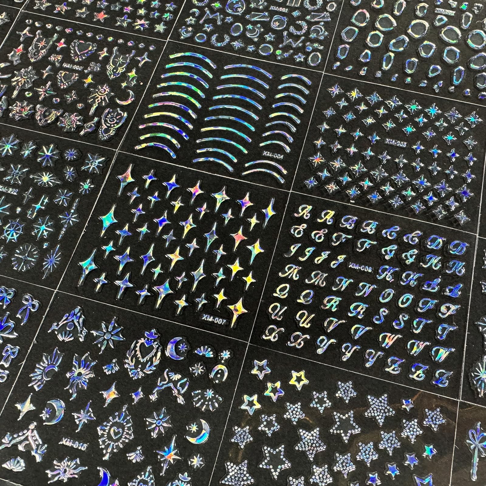 30 Sheets Star Nail Art Stickers Aurora Star Line 3D Adhesive Nail Stickers f…