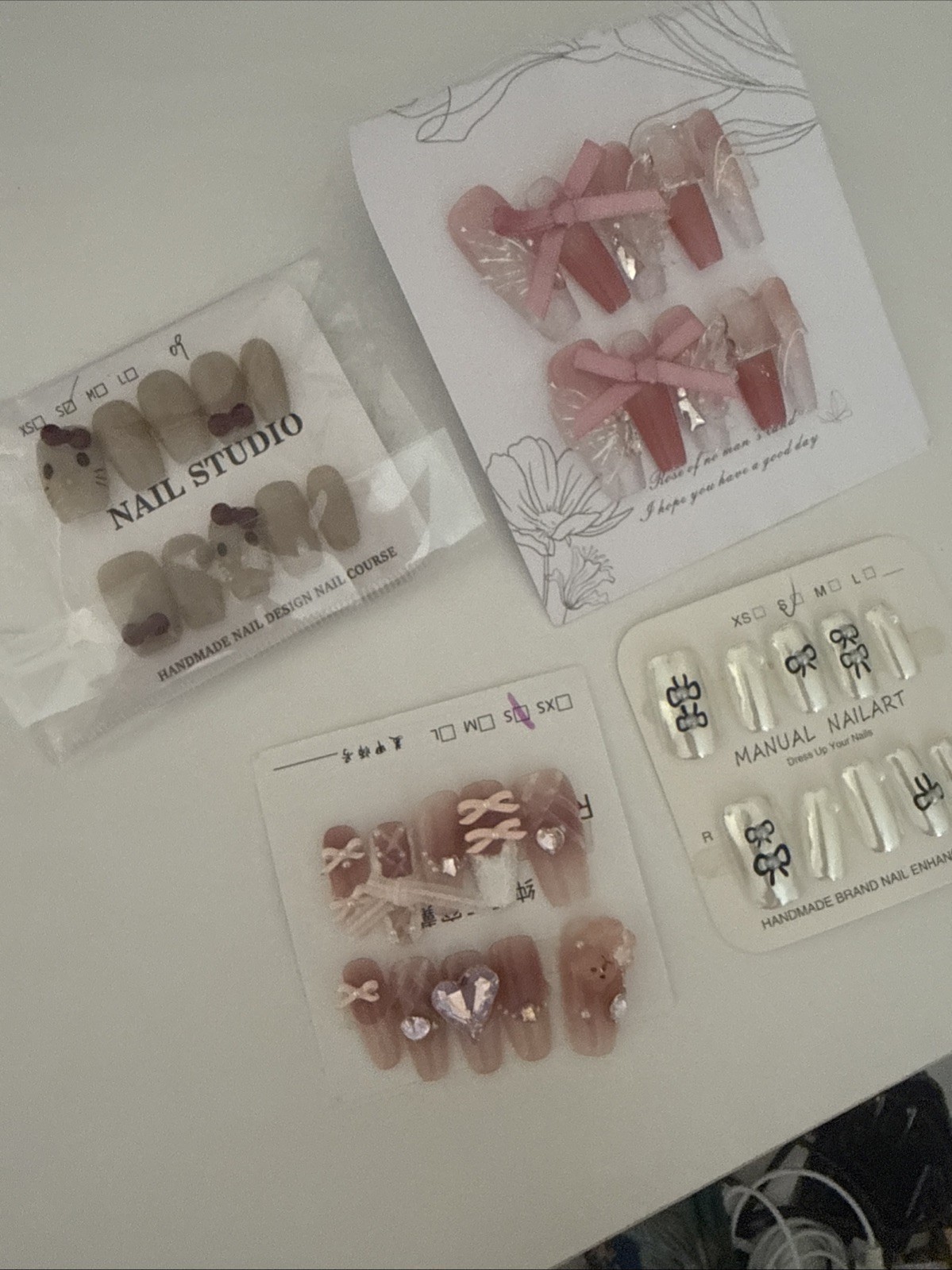 Handmade Press On Nails Set Bundle – Pink Nude Nail Art Designs – Gel Style Fake