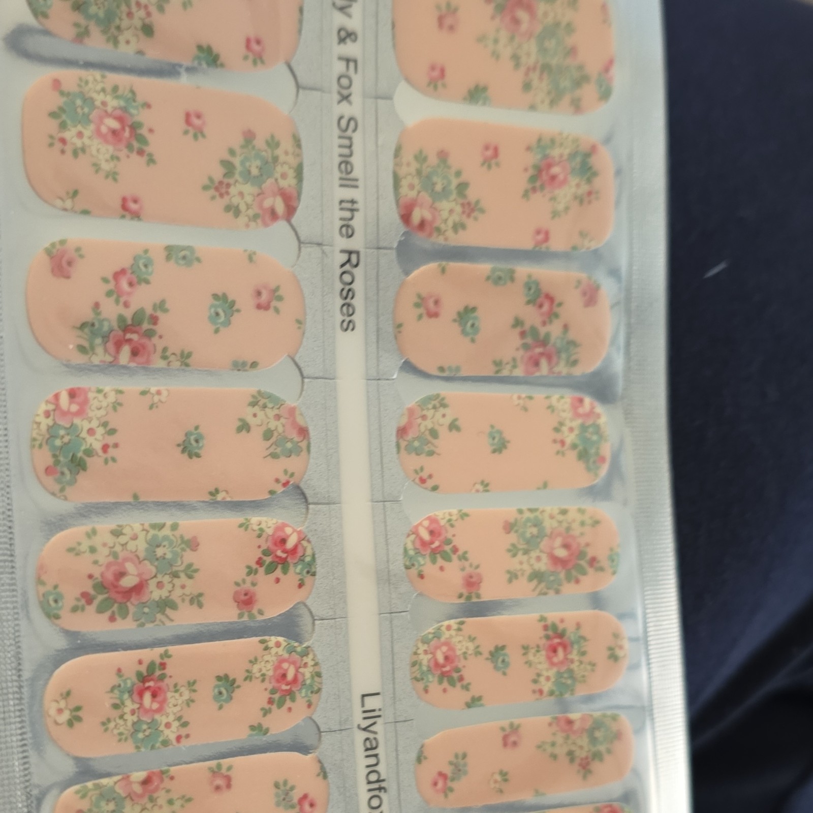 Lily & Fox Nail Wraps – Floral – Peach Green Red – Full Wrap Self-Adhesive