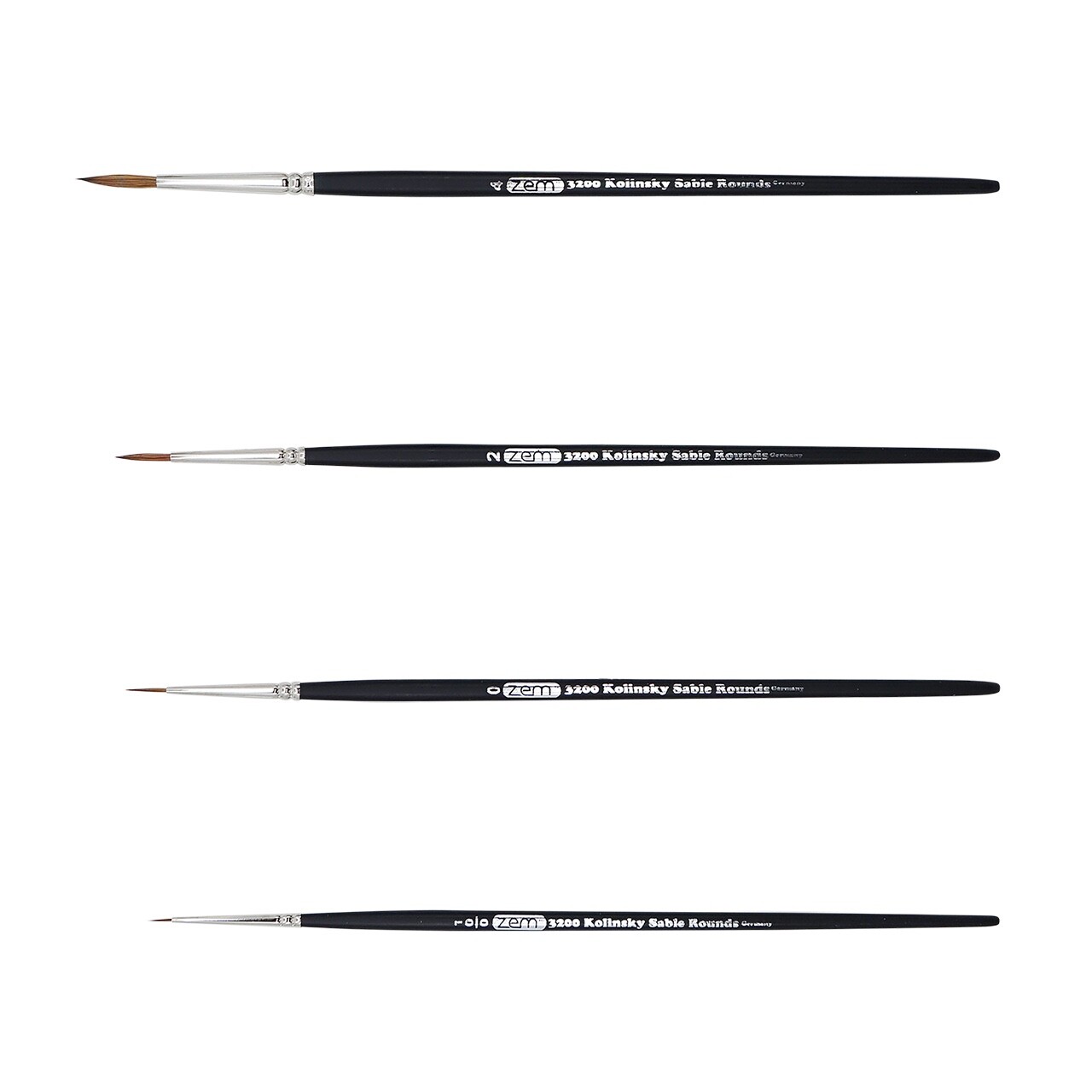 AS-84 Kolinsky Pure Sable Detail Artist Paint Brush Rounds Set 4 pcs