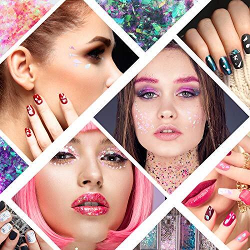 Mermaid Nail Sequins Holographic Glitters Chunky Iridescent Flakes Colorful 12