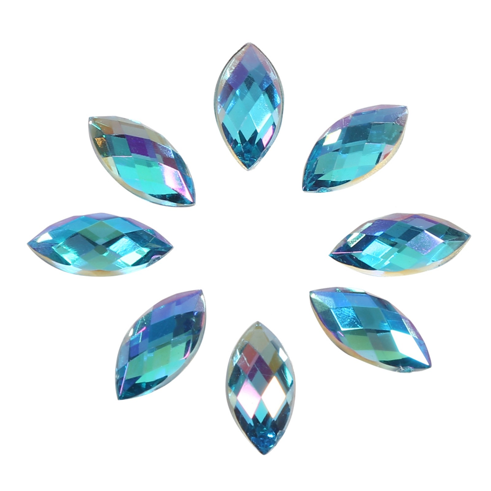 ¦Colorful Horse Eye Shape Acrylic Rhinestones Flat Back Art Accessories(Light