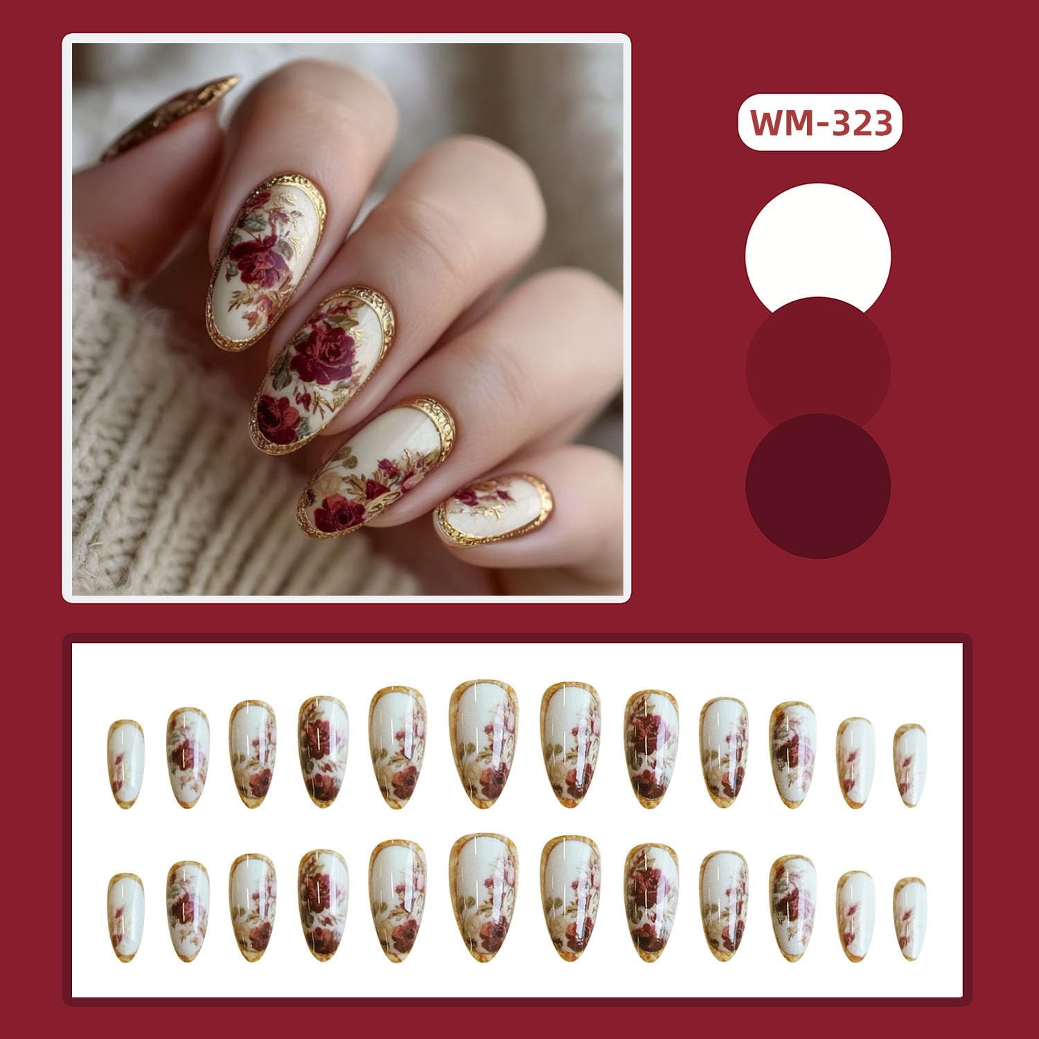 EYZOTSF Press on Almond Nails Medium Length Glossy Full Medium, Multicolor