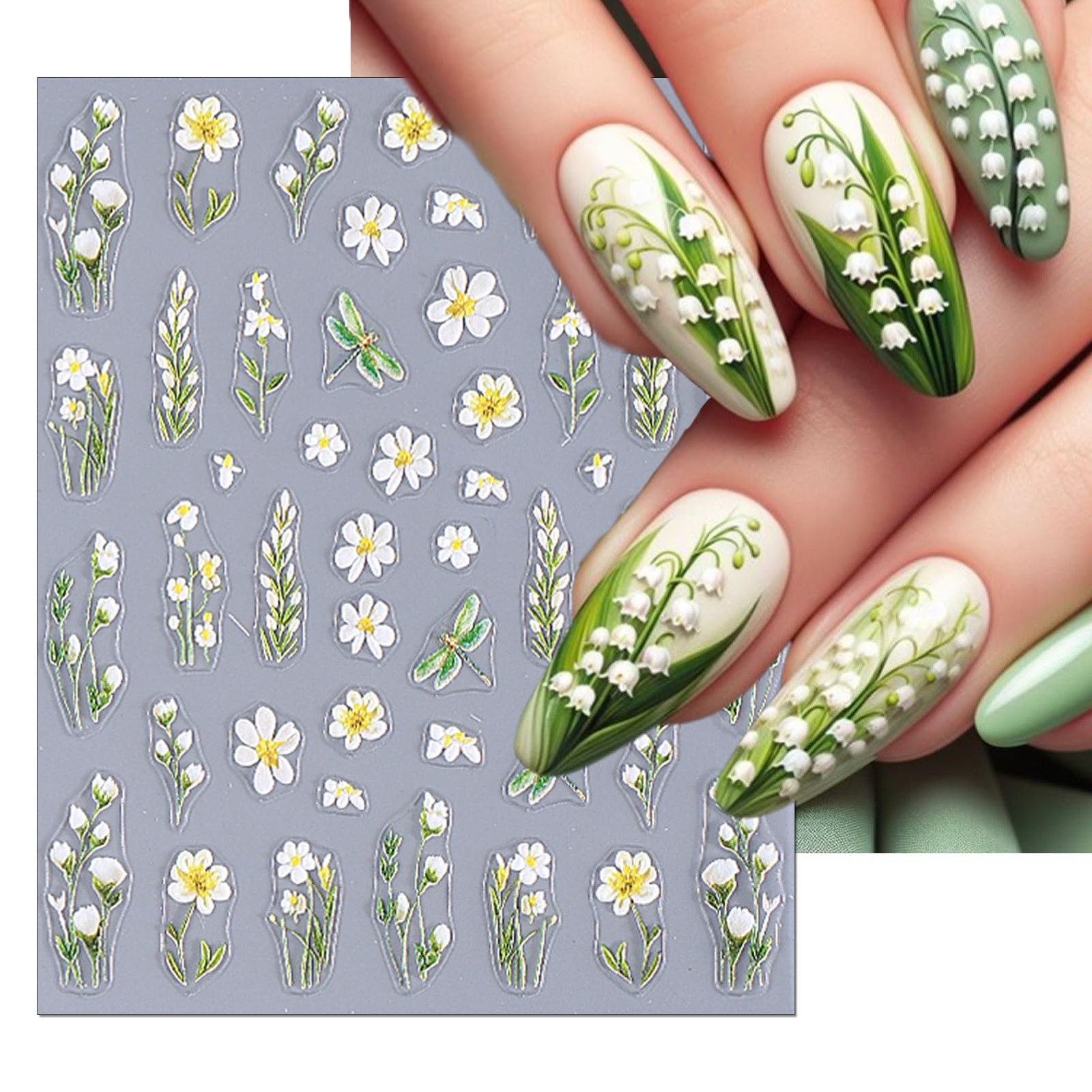 IDDFEVE embossed wild flower nail stickers 3 sheets