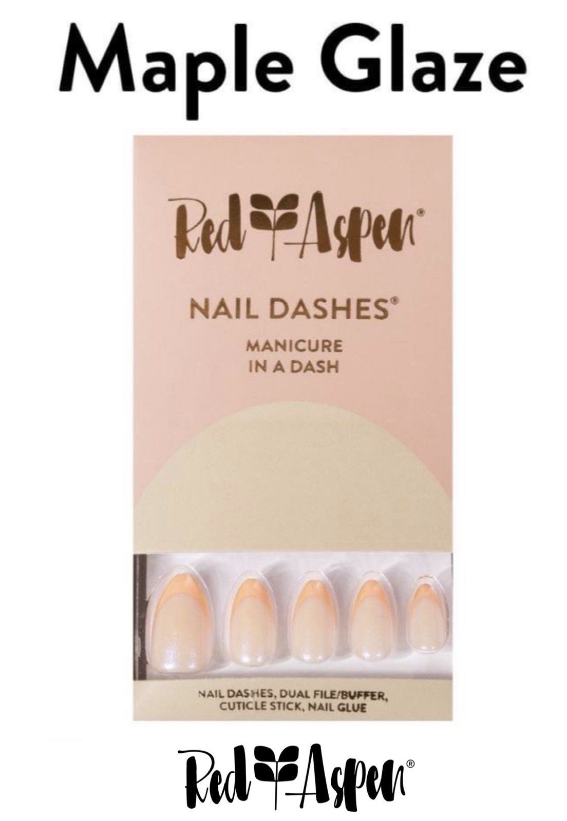 RED ASPEN Maple Glaze Nail Dashes 24 Pop On Medium Almond B3
