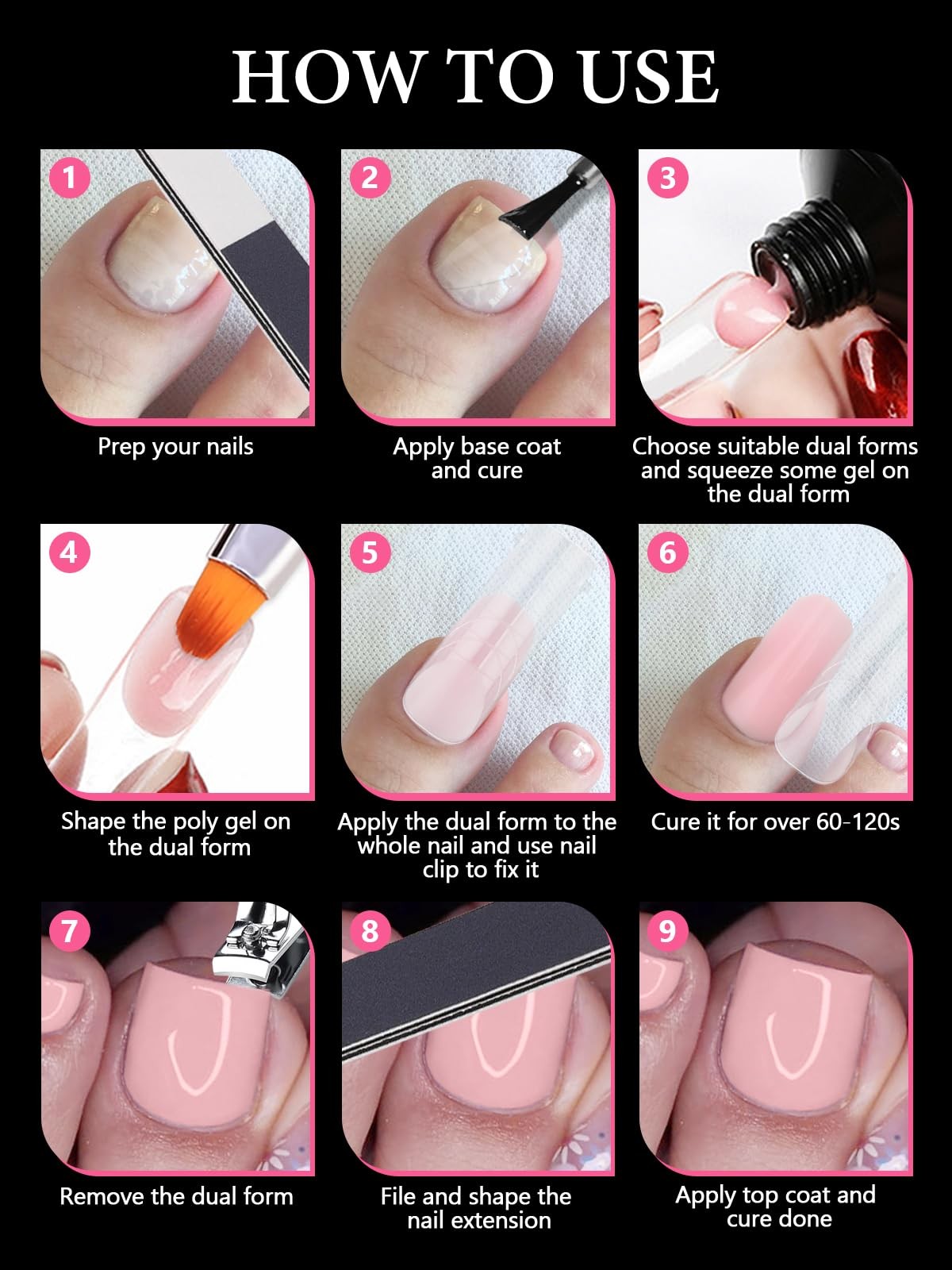 Poly Gel Dual Nail Forms for Finger and Toes