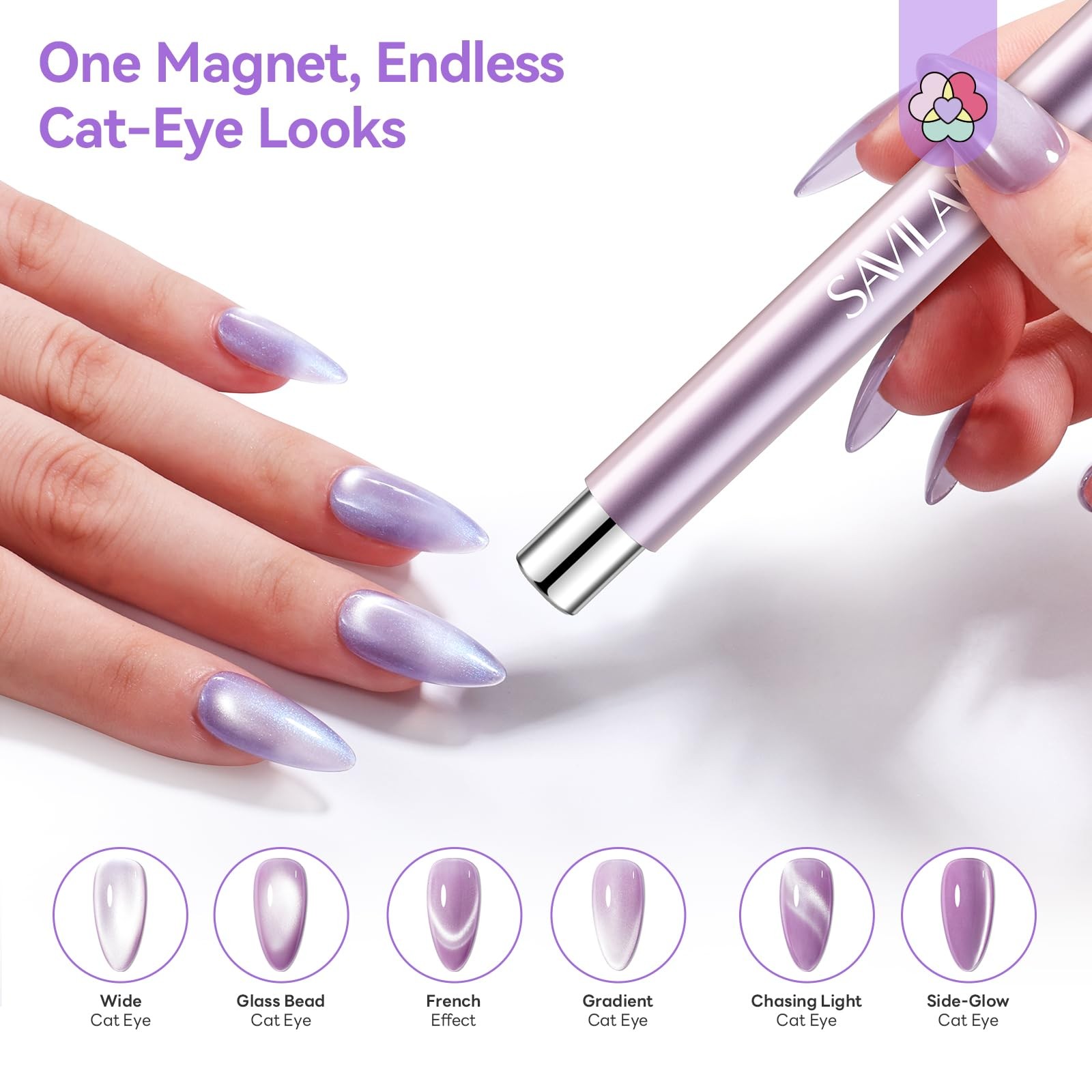 SAVILAND Essentials Cat Eye Magnetic for Nails: Pink Double-Head 0-Cat