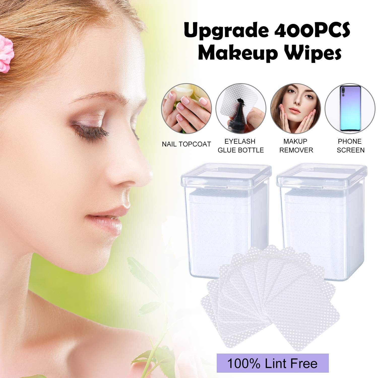 400 Pieces Eyelash Extension Glue Adhesive Wipes 400 Count (Pack of 1), White