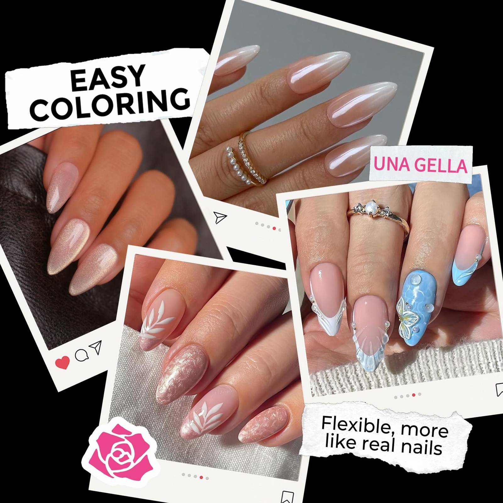 UNA GELLA Almond Nail Tips 216pcs Medium 216 Piece Assortment, Clear
