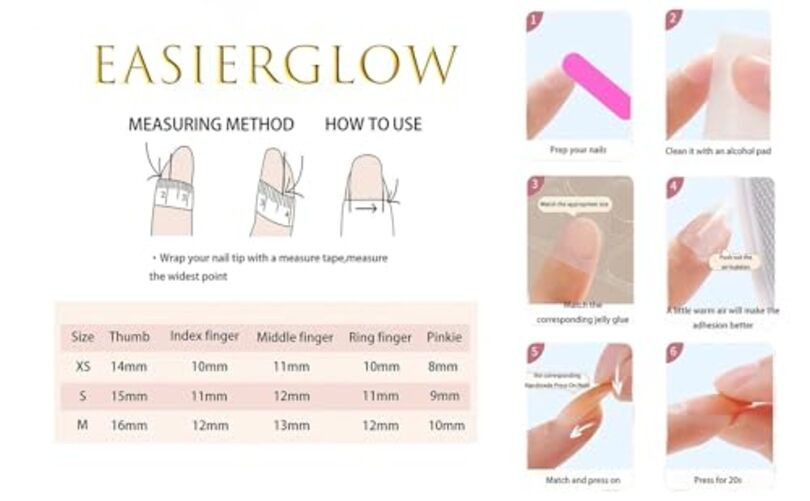 10Pcs Handmade Short Almond Press On Nails – Easy Apply & Remove – XS 1TA11