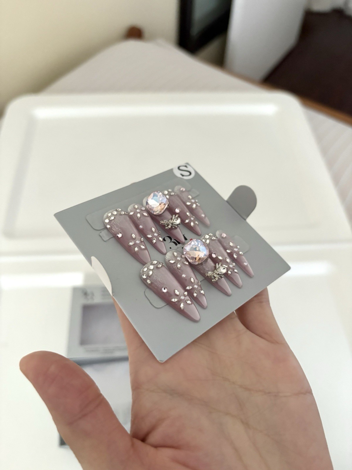 3H Luxury Handmade High Quality Press-On Nails Kit Rhinestones Small