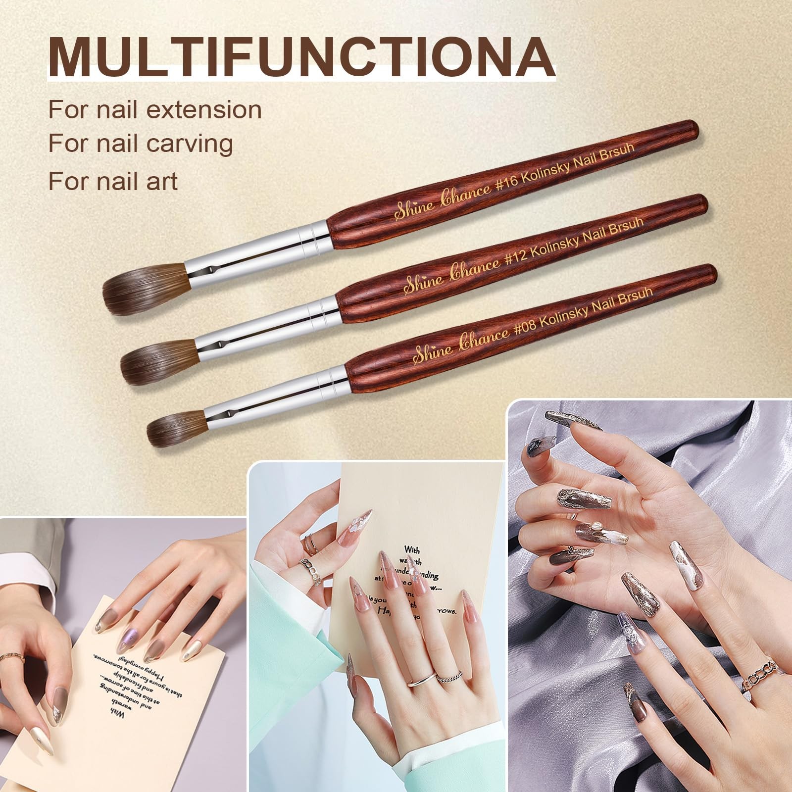 Acrylic Nail Art Brush Size 20, 100% Pure Kolinsky Hair Oval Nail Brush for A…