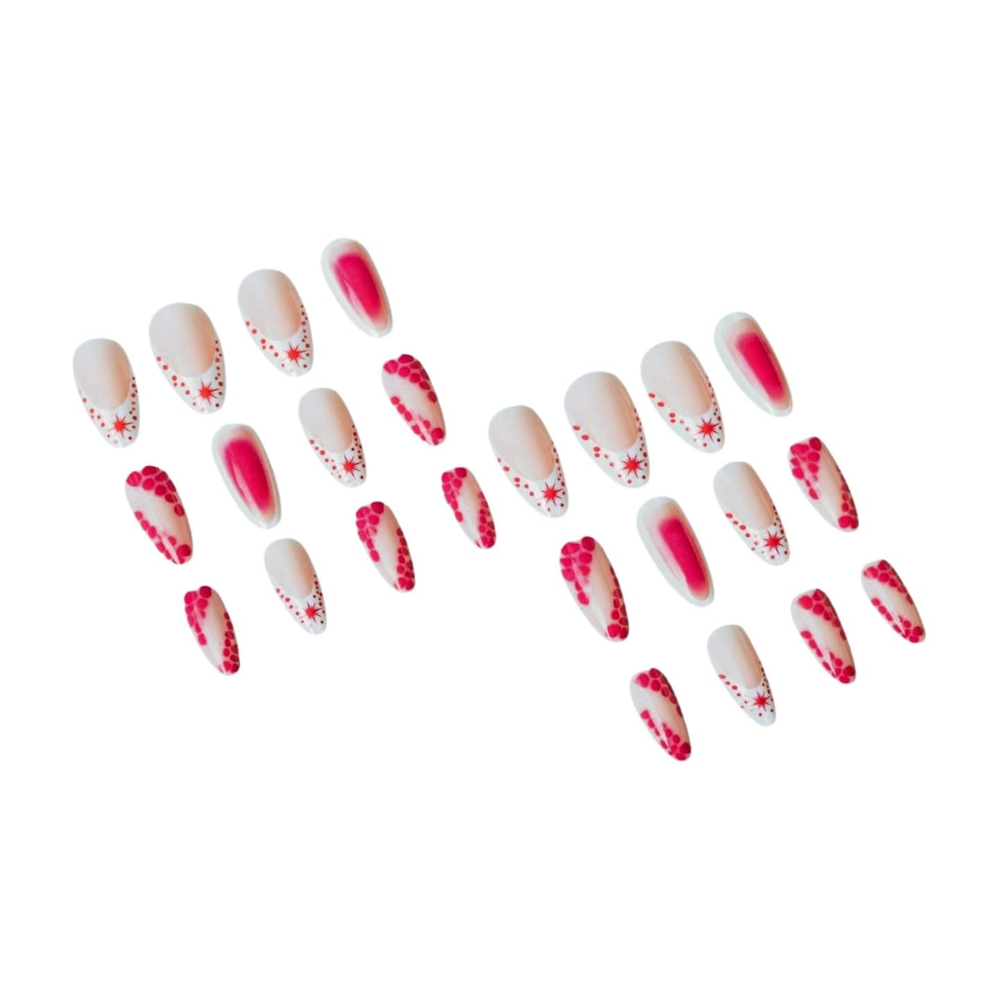 French Tip Press on Nails Long Almond Fake Nails Glossy Glue Pink White Acryl…