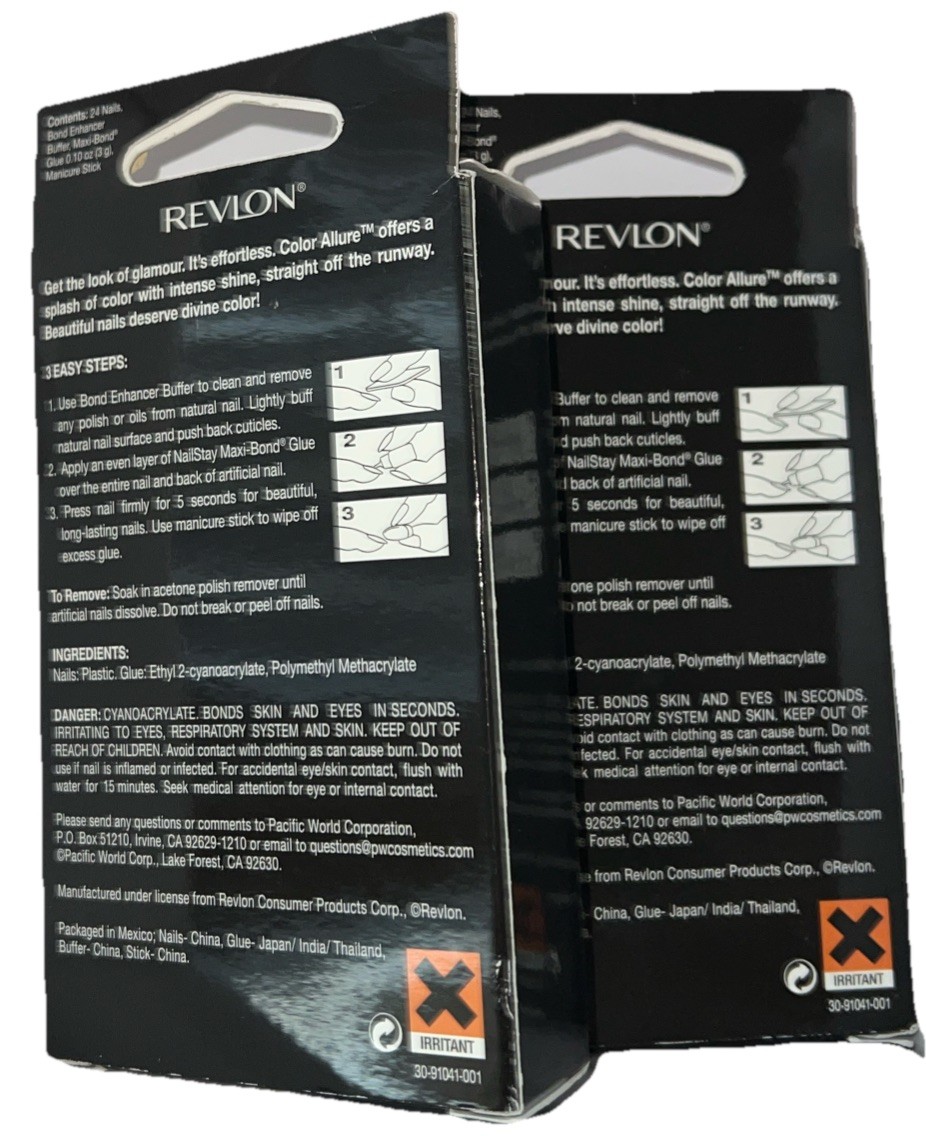 PACK OF 2 REVLON Color Allure Nails #91073 SHANGHAI RED (New/NO GLUE) See Photos