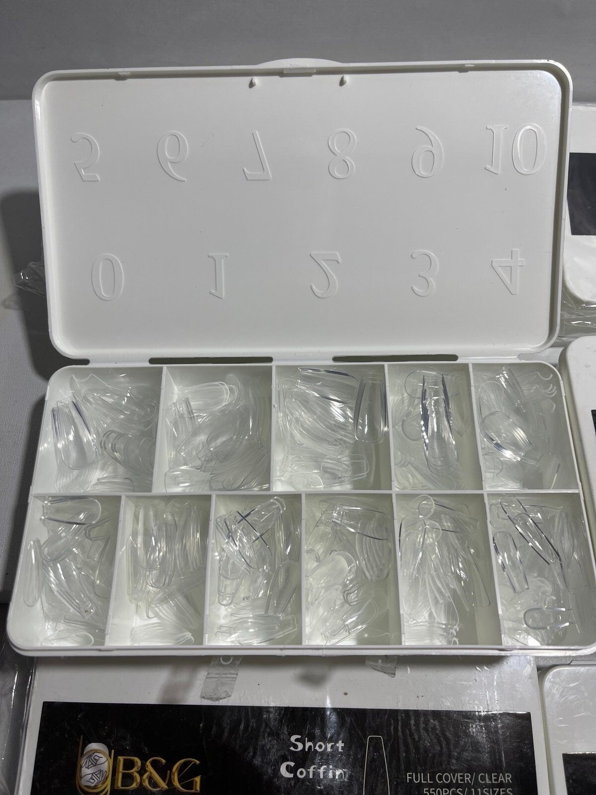 6 new box’s short coffin shaped full cover clear soft gel nail tips , 550 each b