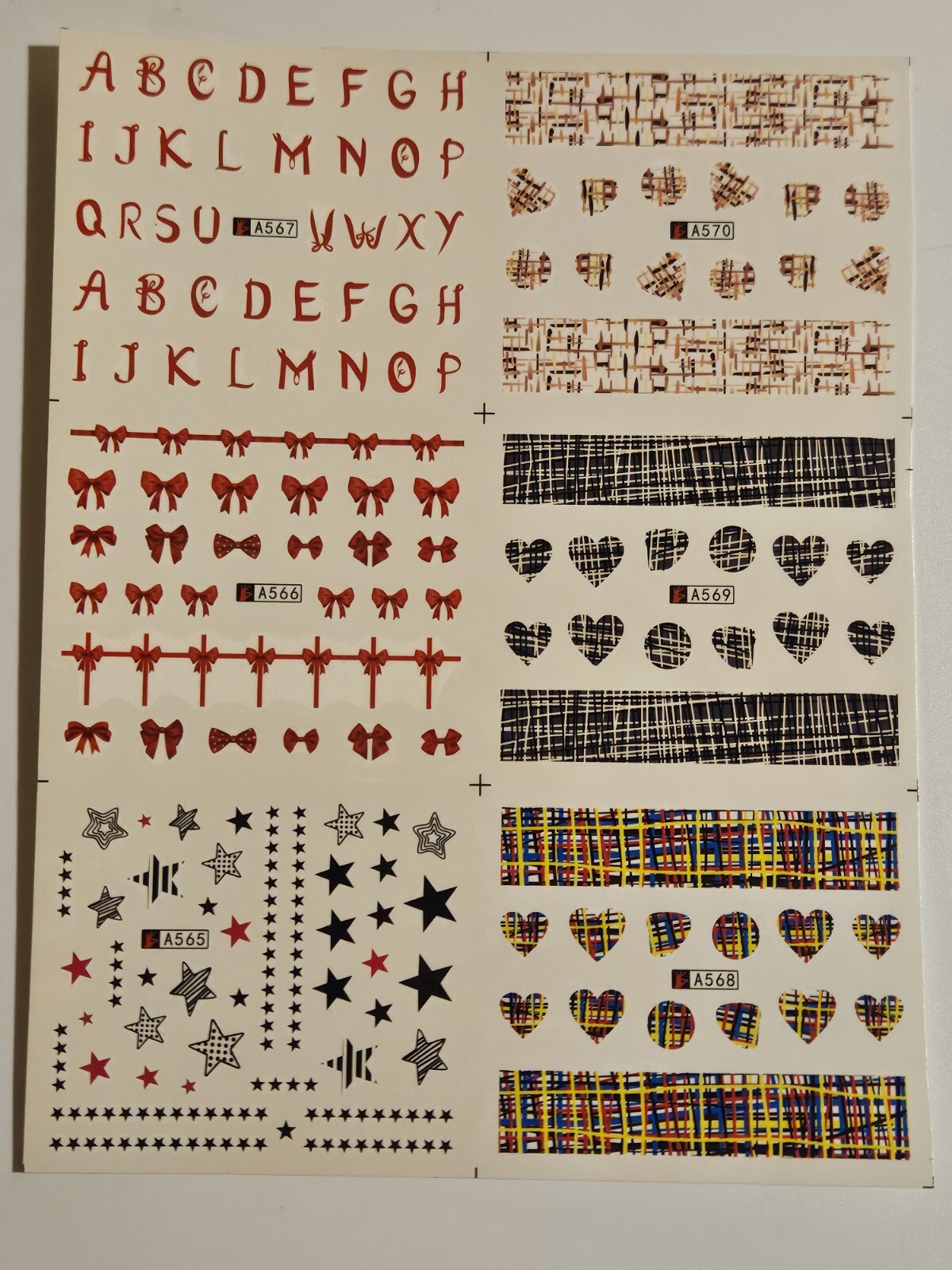 Stars Hearts Paisley ++ Nail Art Stickers Water Transfer (2 Sheets) US SHIPPER