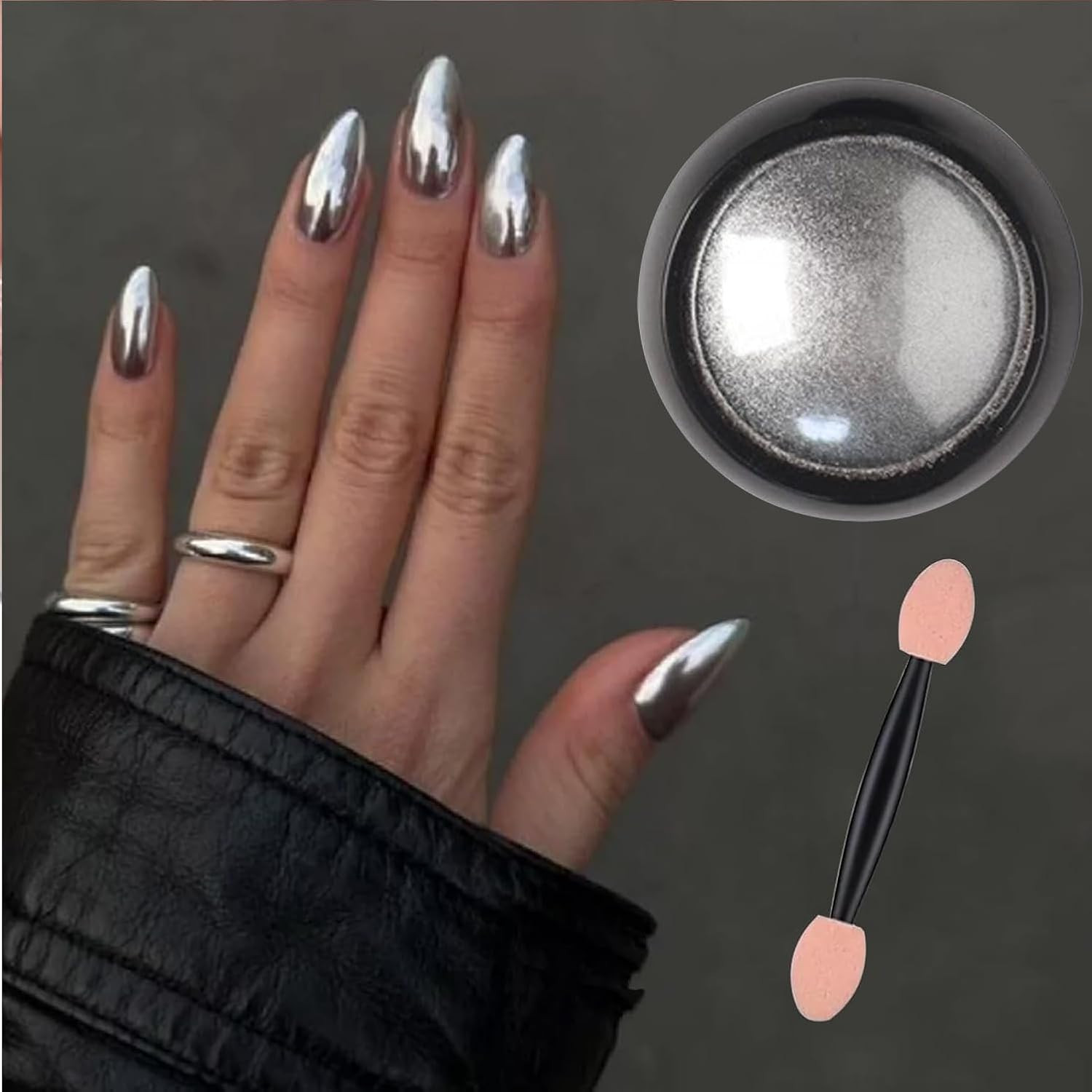 Holographic Mirror Nail Powders Chrome Silver Effect Pure Metallic Dust Sequins