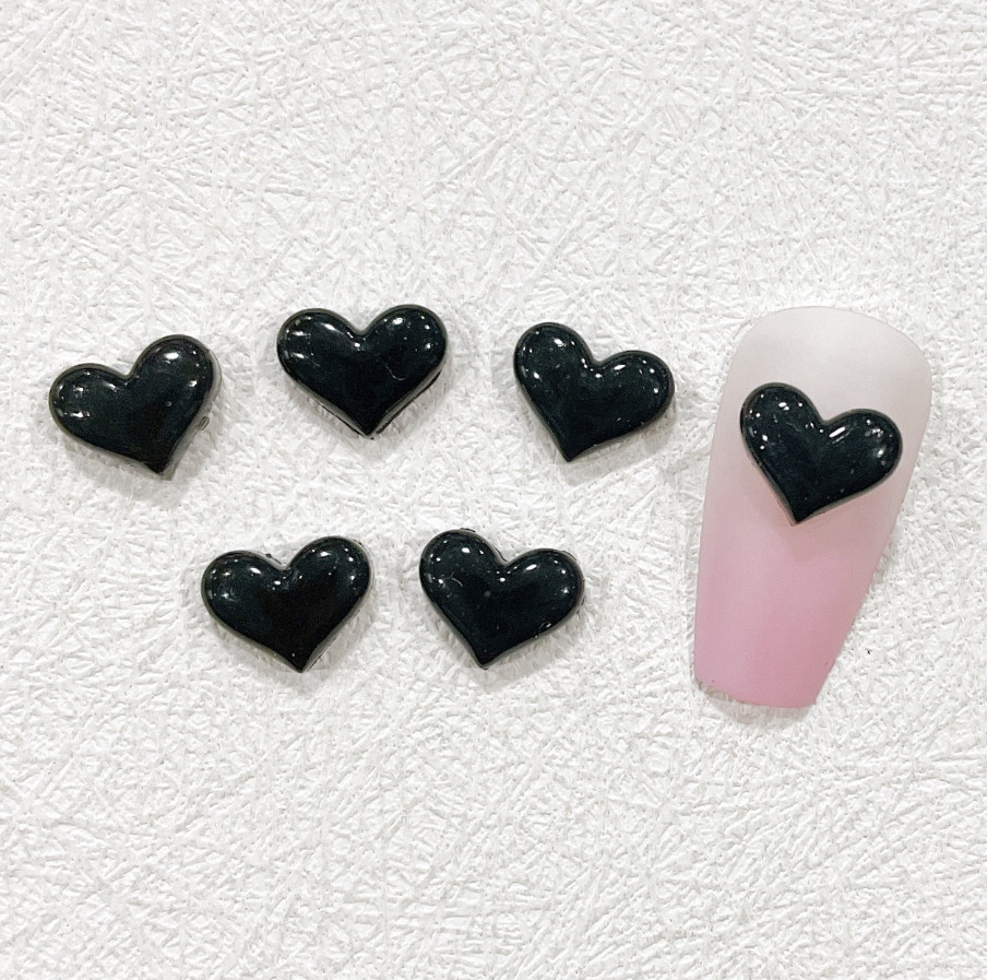 Mixed 10pcs Nail Art Case Charms Jewelry Accessories Resin Heart Flat DIY NH25