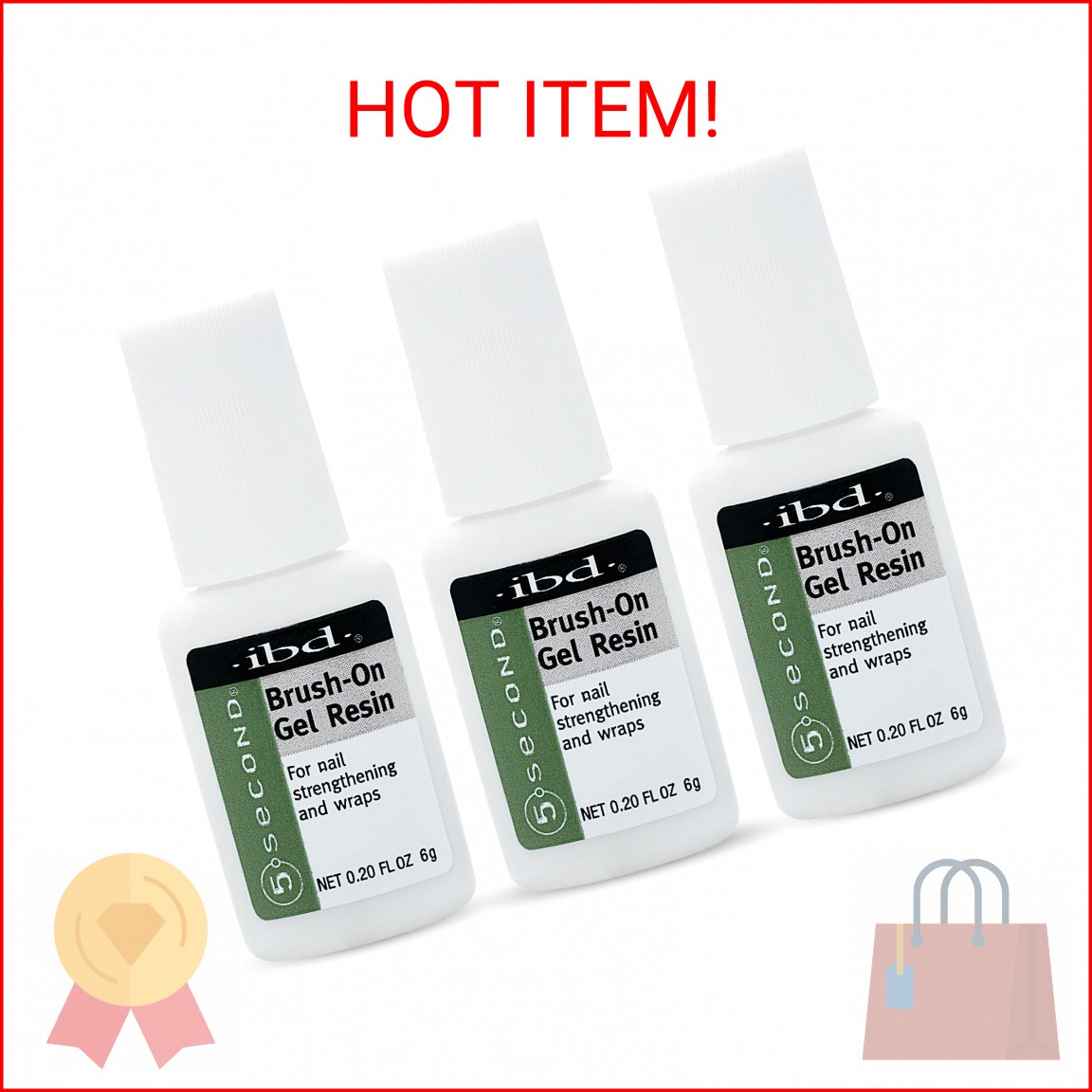 IBD 5 Second Brush On Nail Glue Gel Resin – Strong Nail Glue for Broken, Cracked