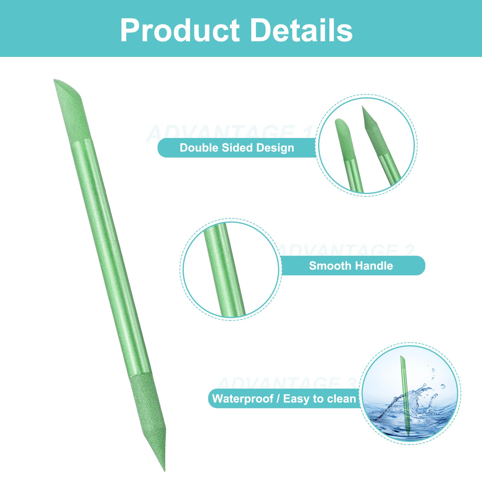 2pcs Glass Cuticle Pusher Crystal Manicure Stick for Nail Care, Green