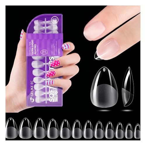 Almond Nail Tips for Manicure: 240pcs Soft Nail Gel 240pcs Extra Short Almond