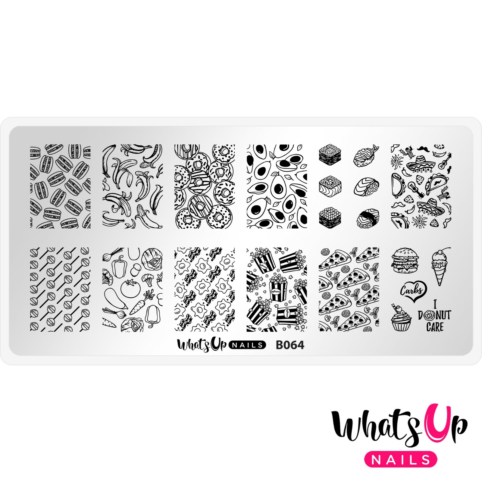 B064 Wakey Wakey, Eggs and Bakey Stamping Plate For Stamped Nail Art Design
