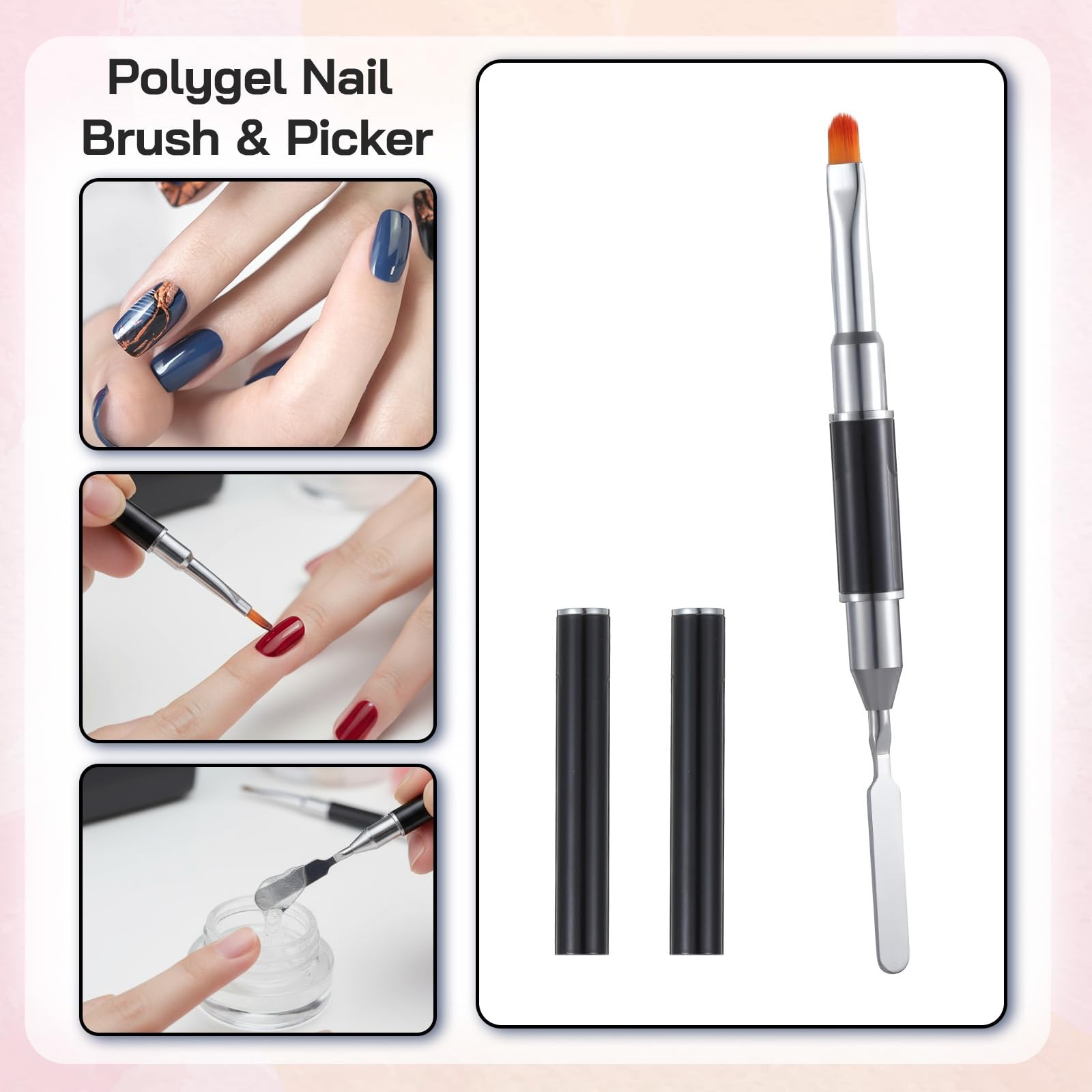 4 Pcs 2 In 1 Polygels Brush, Dual-Ended Polygels Brush, Gel Nail Brushes Buil…