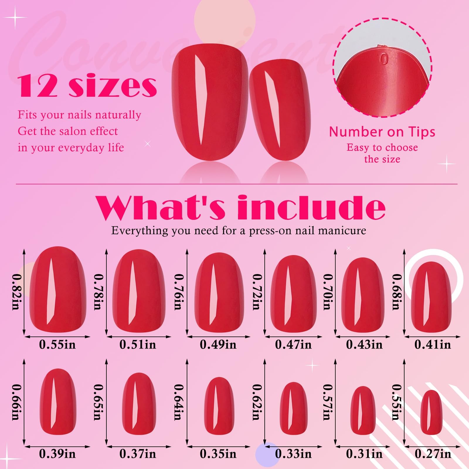 Oval Press on Nails Short Fake Nails, 240pcs Nails Press on Almond Bright Red