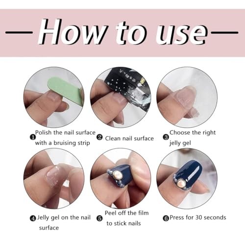 30Pcs Purple Glitter Press on Nails Medium Almond Fake Purple Glitter Flower-11