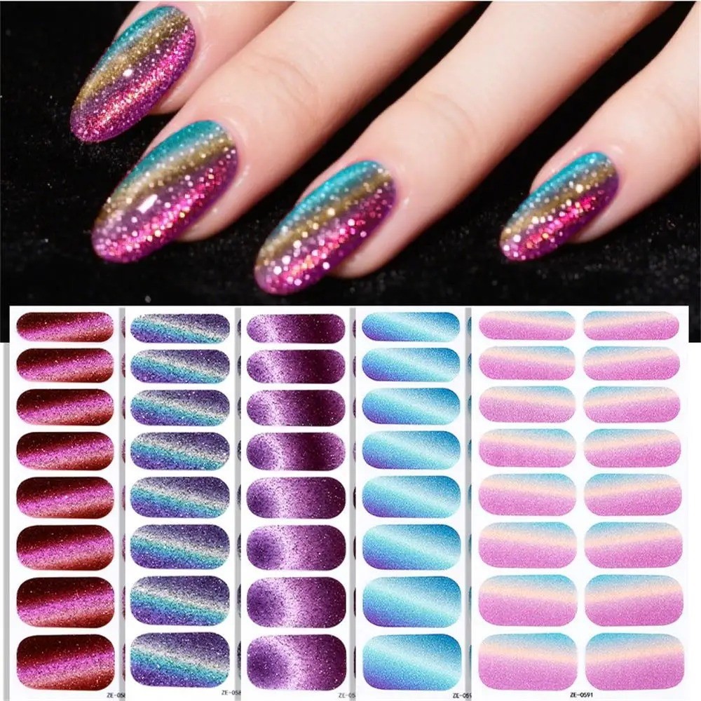 Full Size Nail Wraps Stickers Polish Look Art Self Stick Strips USA