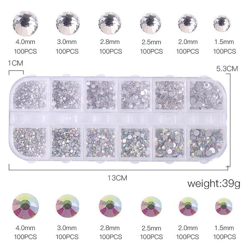3Pcs/Set Nail Art Rhinestones 3D Crystal DIY Glitter Rivet Gem Decorations Suppl