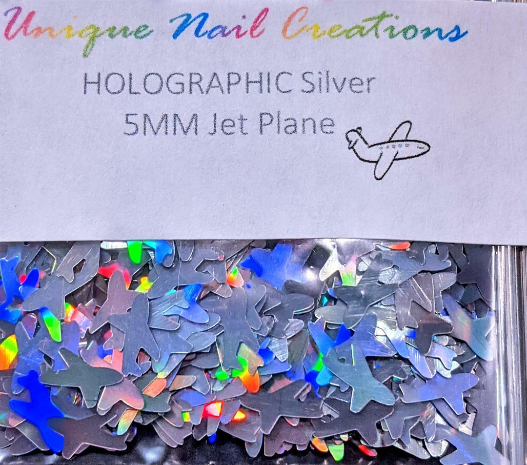JET SHAPE~HOLOGEAPHIC SILVER GLITTER~Nail•Acrylic•Gel•Body Art•Face•Festival