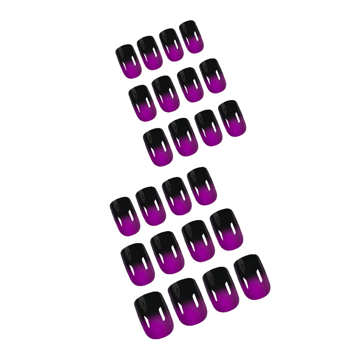 24Pcs Dark Purple Cat Eye Press On Nails,Medium Square Short Almond Metallic …