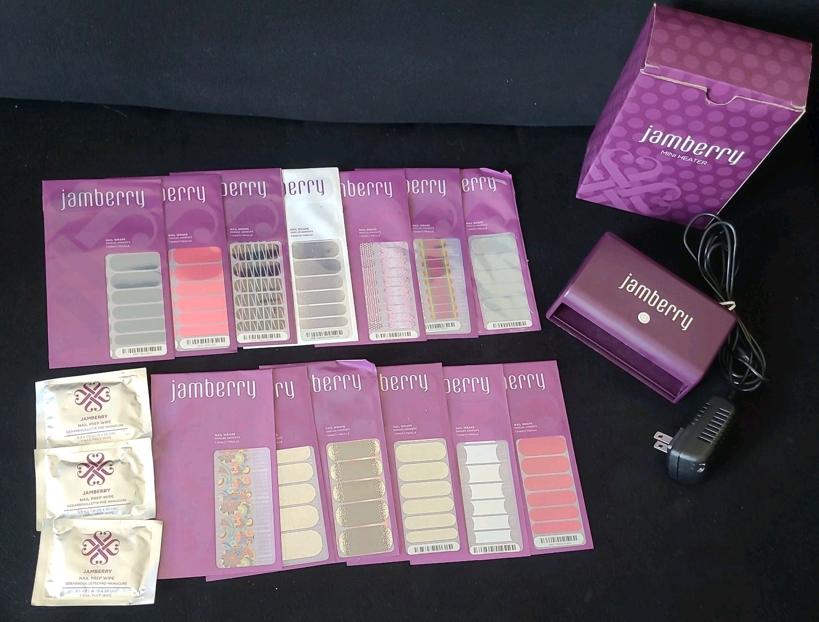 JamBerry Mini Heater And 13 Sets Of Nail Wraps Mixed Lot * READ*