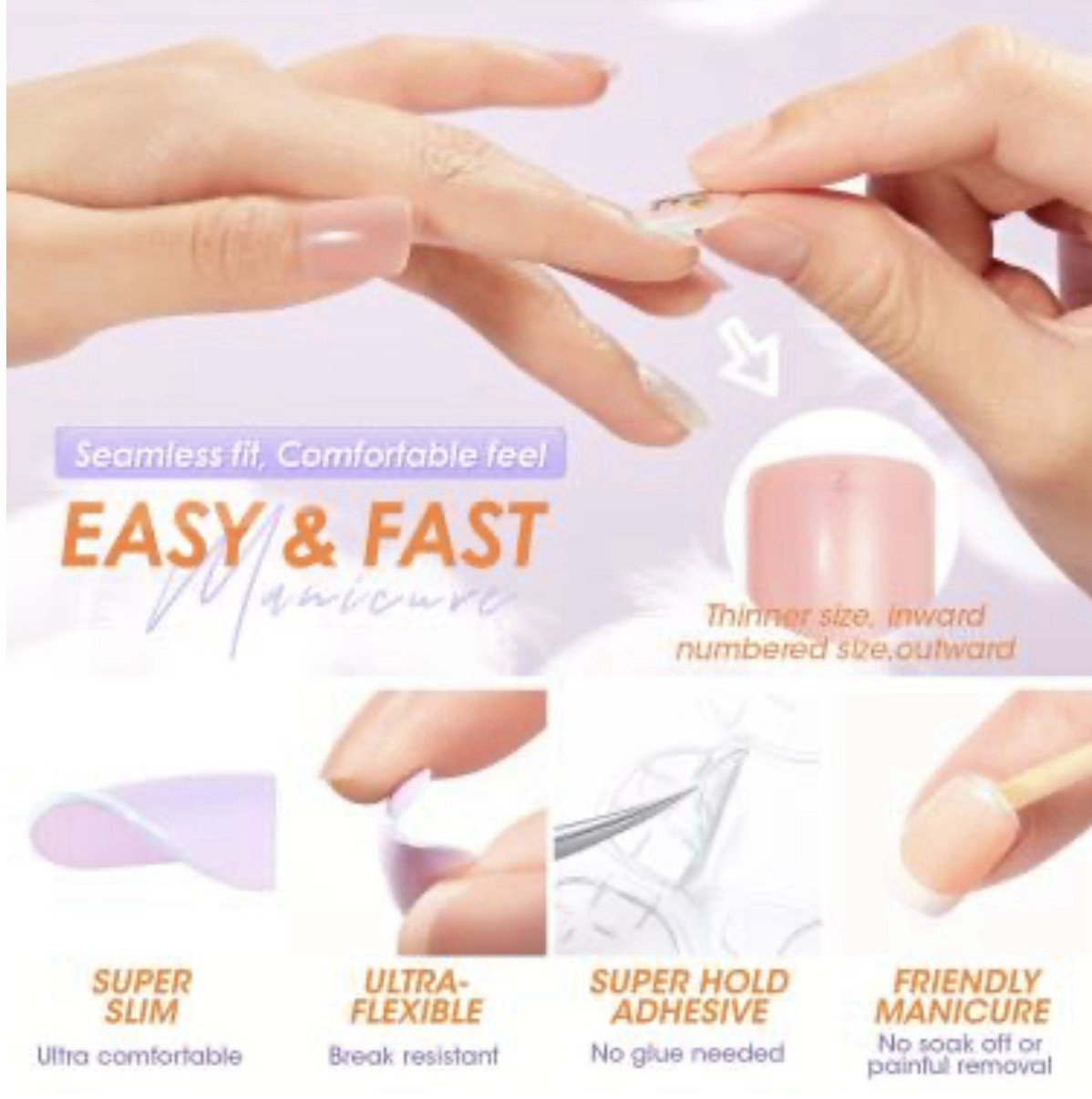 12 Pack Vamony Press On Nails Square Short Length Fake Nails Manicure Set