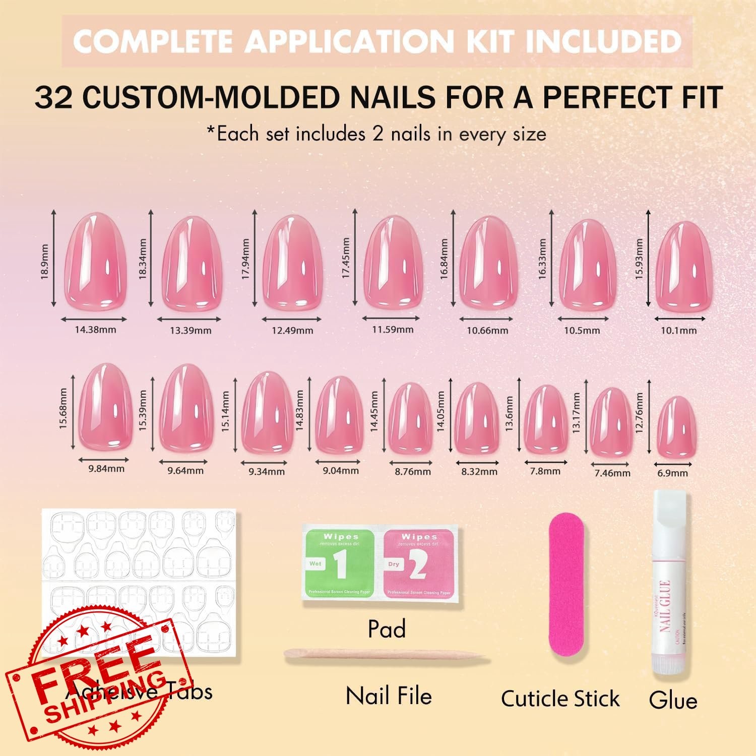 SXVME Short Oval Nude Glazed Press on Nails