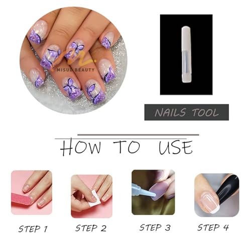 Press on Nails – Short Square Glue on Nails with Purple 01602-01Purple