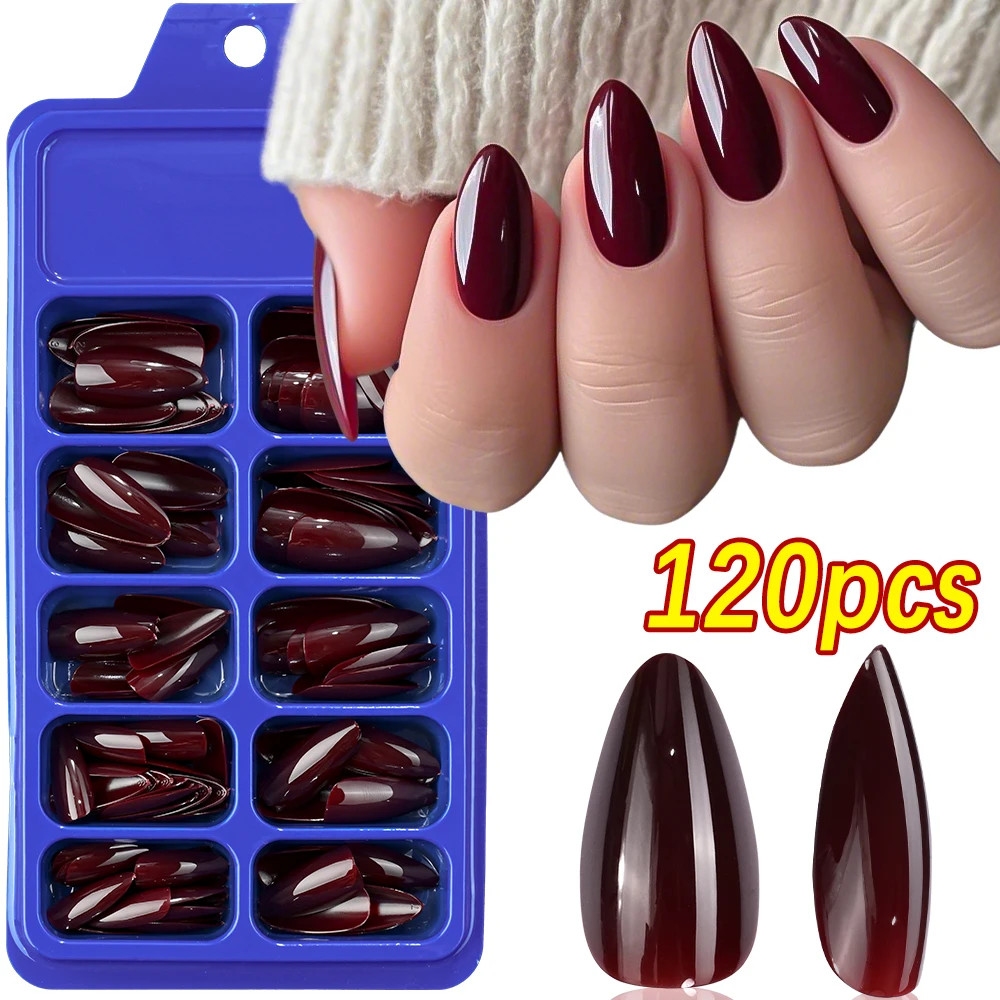 120Pcs Short Square Coffin French Fake Nails Glossy Pink Full Cover Press on