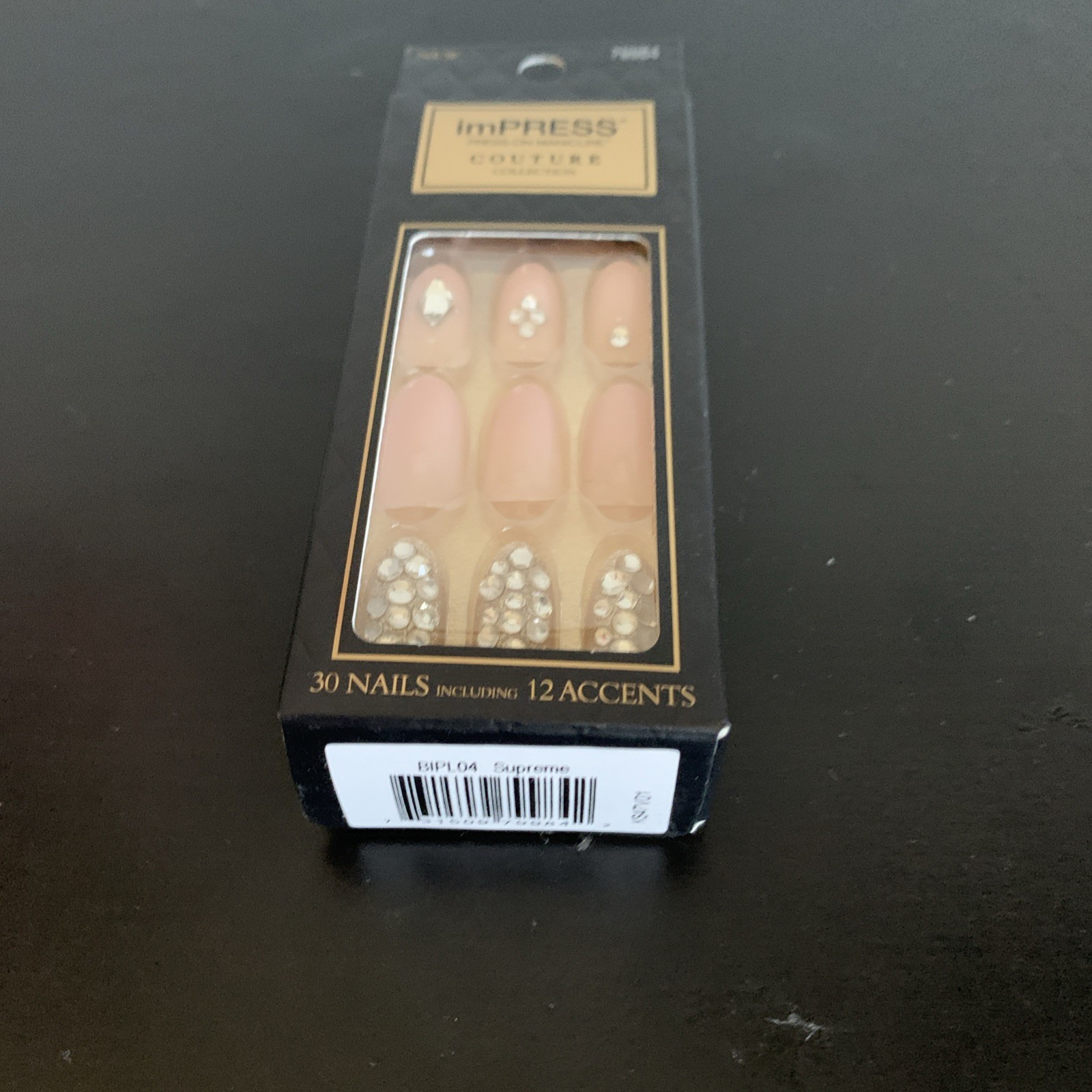 NEW Kiss Nails Impress Press On Manicure Almond Gel Pink Silver Gems Couture