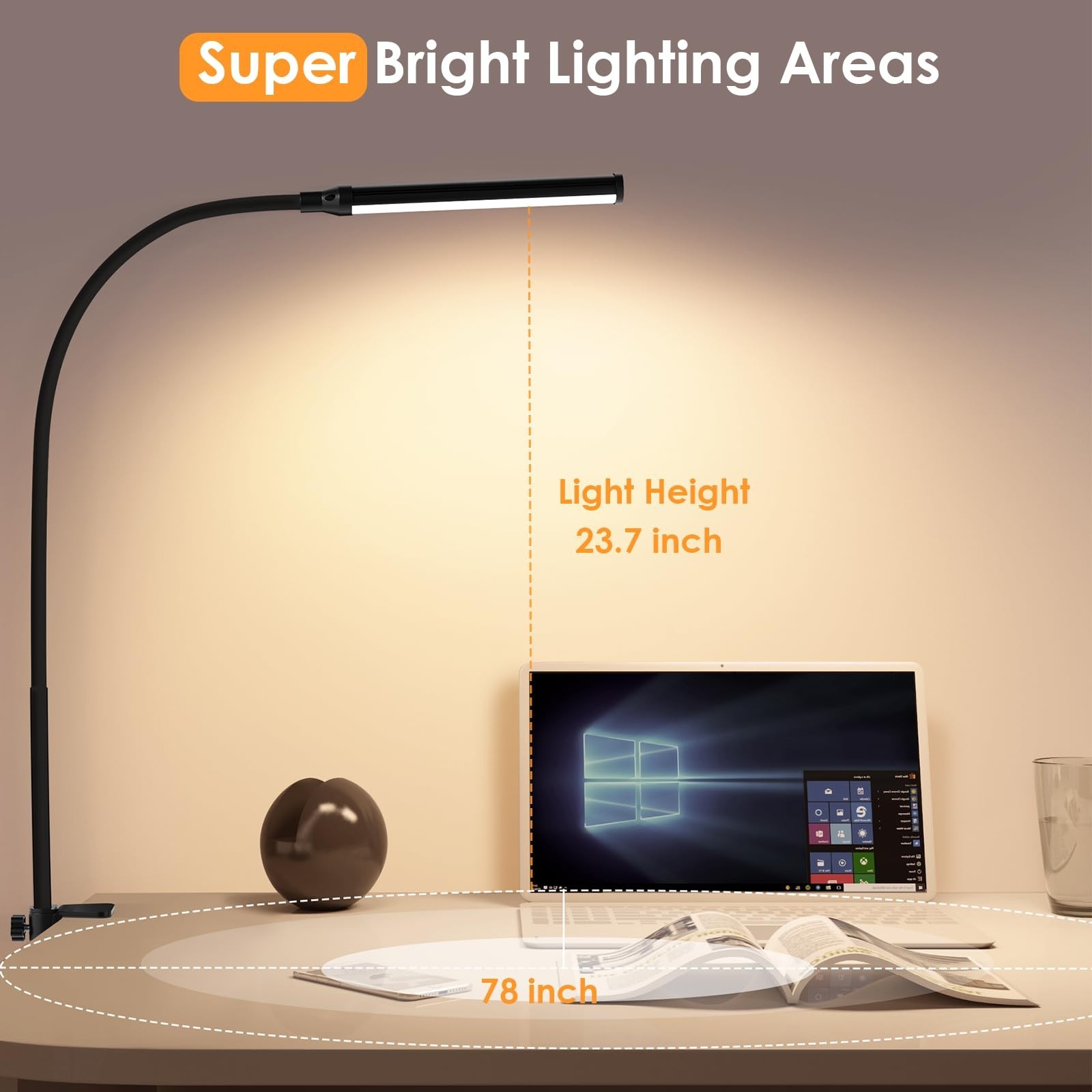ShineTech LED Desk Lamp with Clamp, Clip On Desk Lamp for Home Office, 3000K …