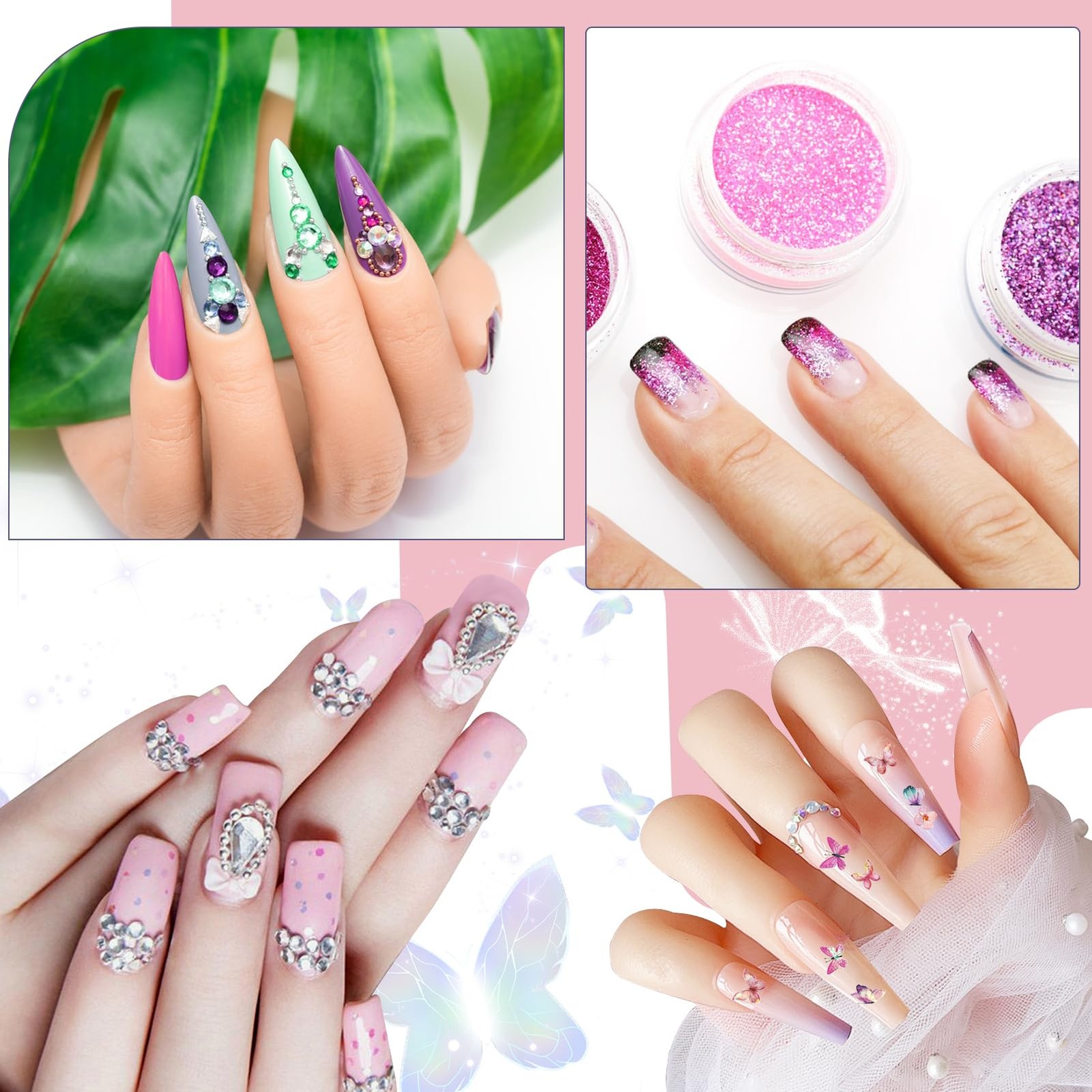 Acrylic Nail Kit,Professional Multicolor Acrylic Nails Powder Nail Starter Ki…