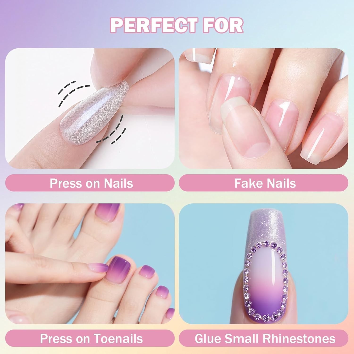 Low Viscosity Nail Glue, 15PCS Strong Adhesive for Acrylic Nail Applications