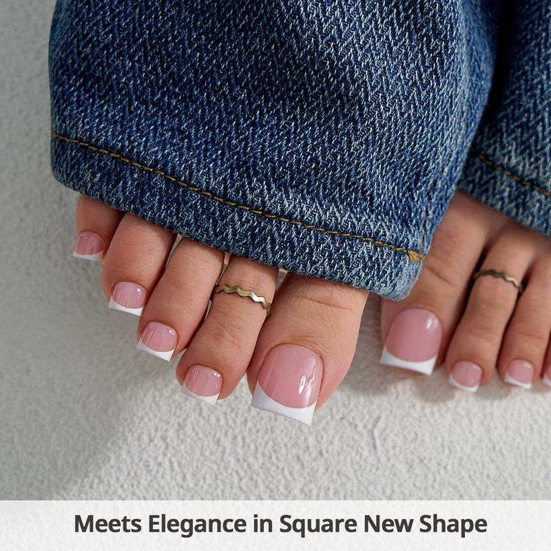 XCOATTIPS Toe Nail Tips S/M/L French Toenails Press On 150 Pcs French – PINK/WHT