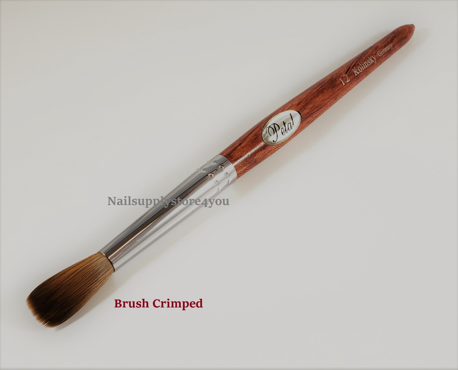 Petal Kolinsky Red Wood Handle Acrylic Nail Brush (Crimped) – Size #12