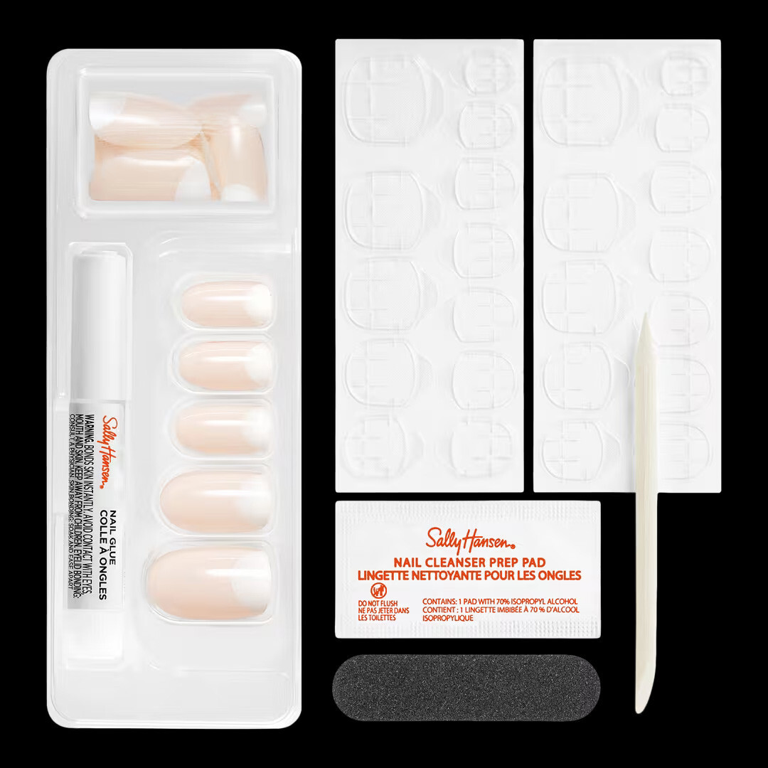 LOT of 3X Sally Hansen MOON-AMI OV161 Salon Perfect Manicure 24 OVAL Nails +GLUE