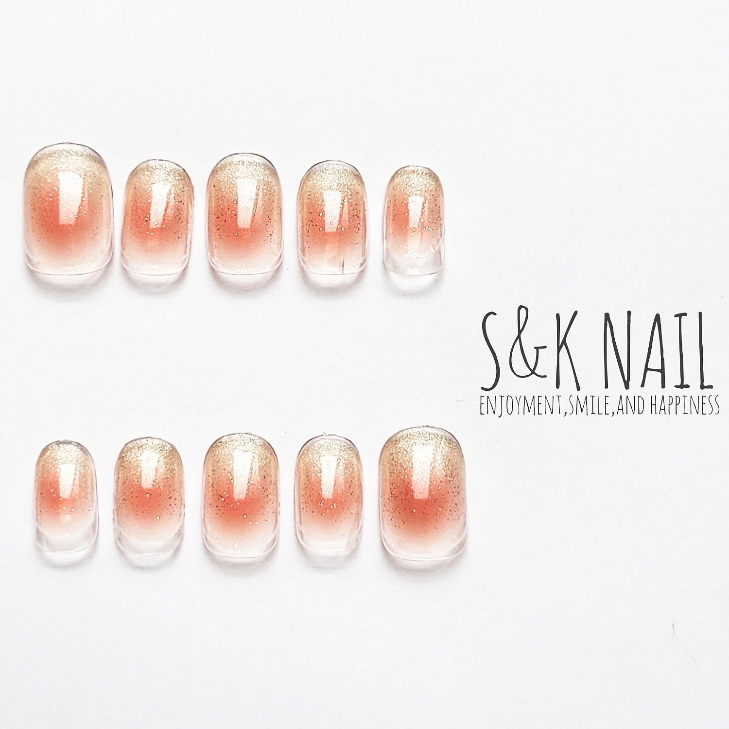 Nail Stickers Peach Design Gel-Style No-Harden 20pcs Japan