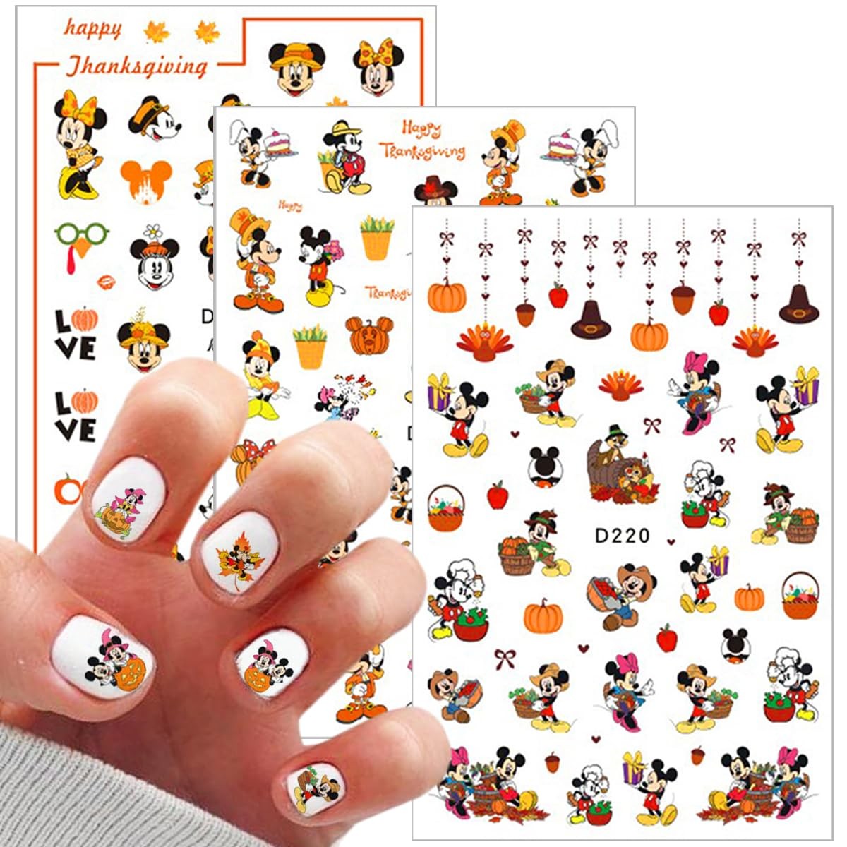 Fall Cute Nail Art Stickers Decals Maple Leaf Nail Art Supplies 3D Self Fall-4