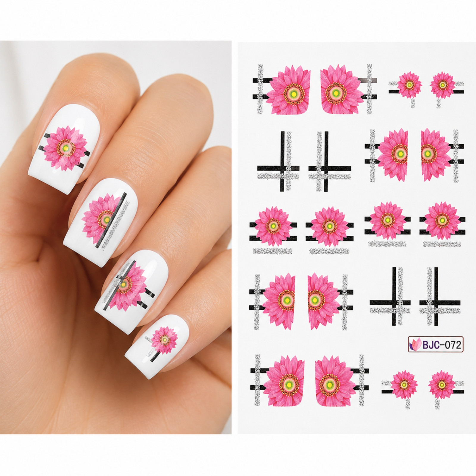 Gerbera Blossom Fingernail Flower Waterslide Nail Wrap Elegant Bloom Salon Art