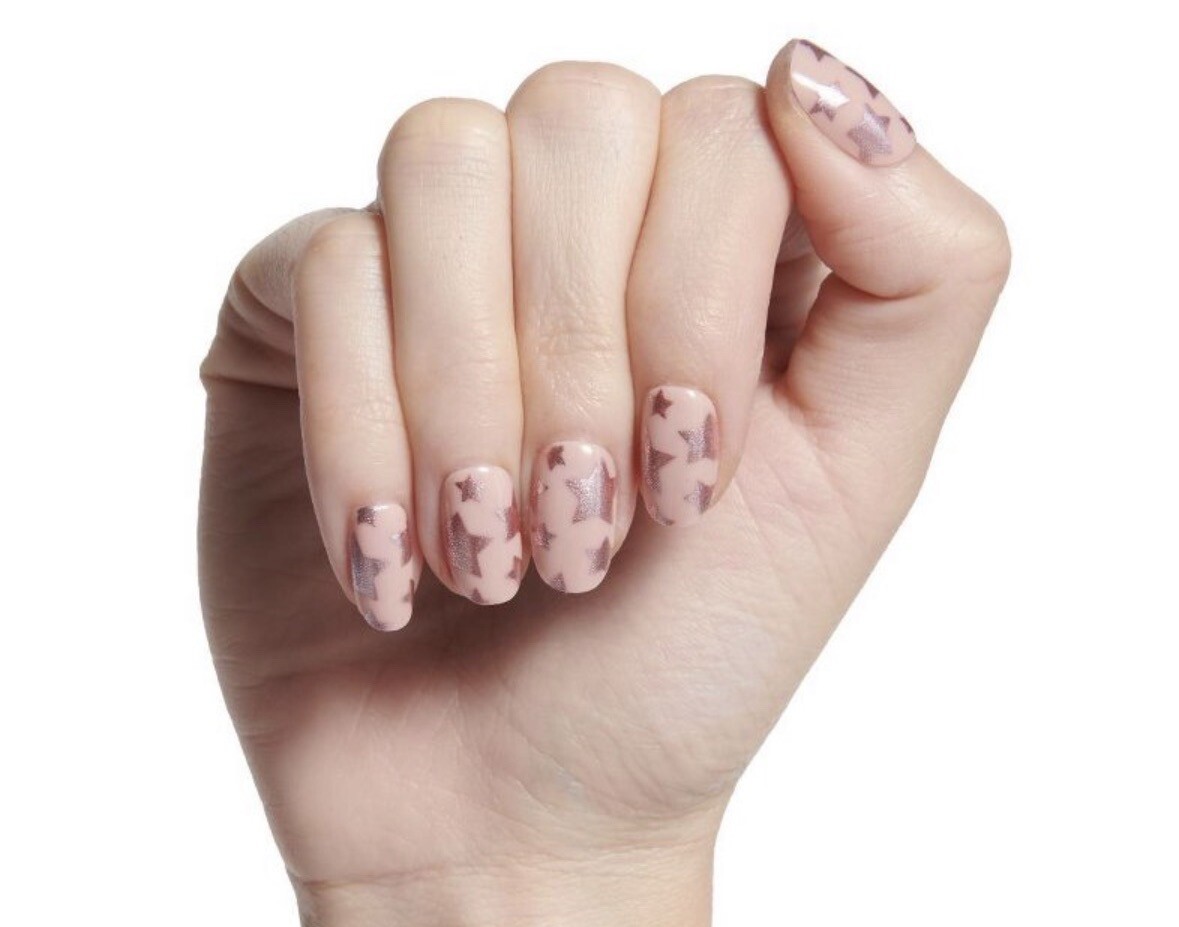 Olive and June Press On Fake Nail, Short Round Sundance Super Star Instant Mani